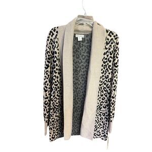 Yet Again Animal Print Open Cardigan Sz L NWT